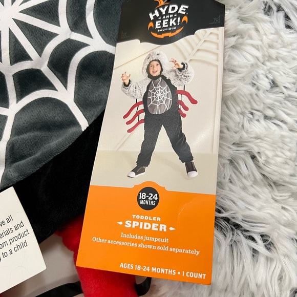 Fuzzy Spider Costume for Kids with Web Design - Picture 2 of 10